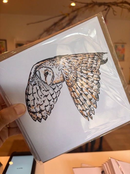Sarah Cemmick - Lino Cut Art Card - Lady Luna (Owl)