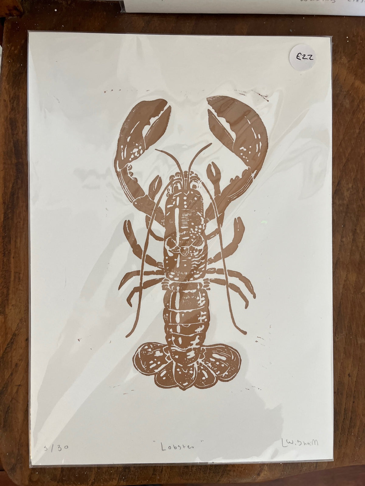 Wild North - Lobster Hand Printed A4 Linocut