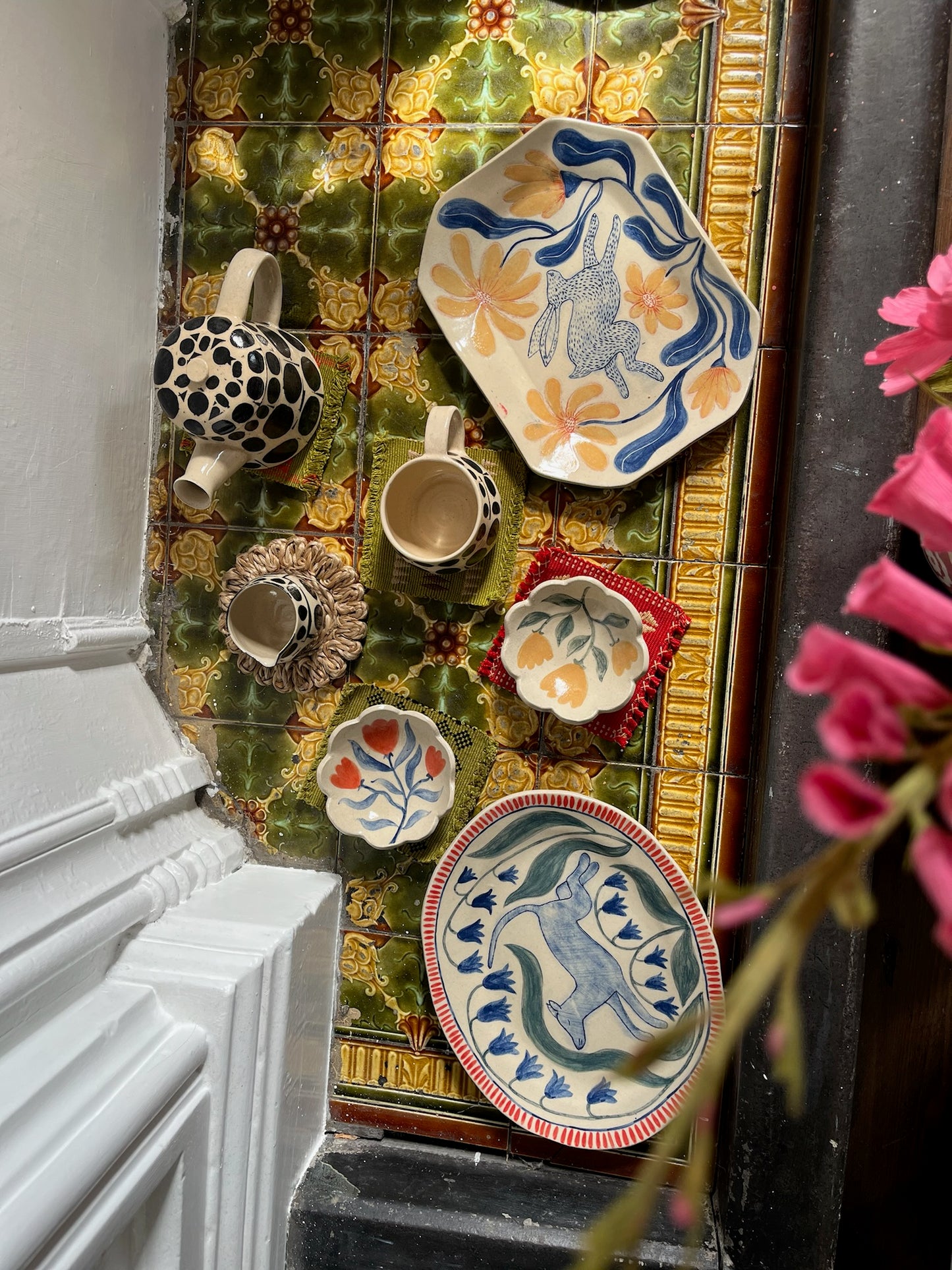Louise Hick - Stoneware Octagon hand painted plate