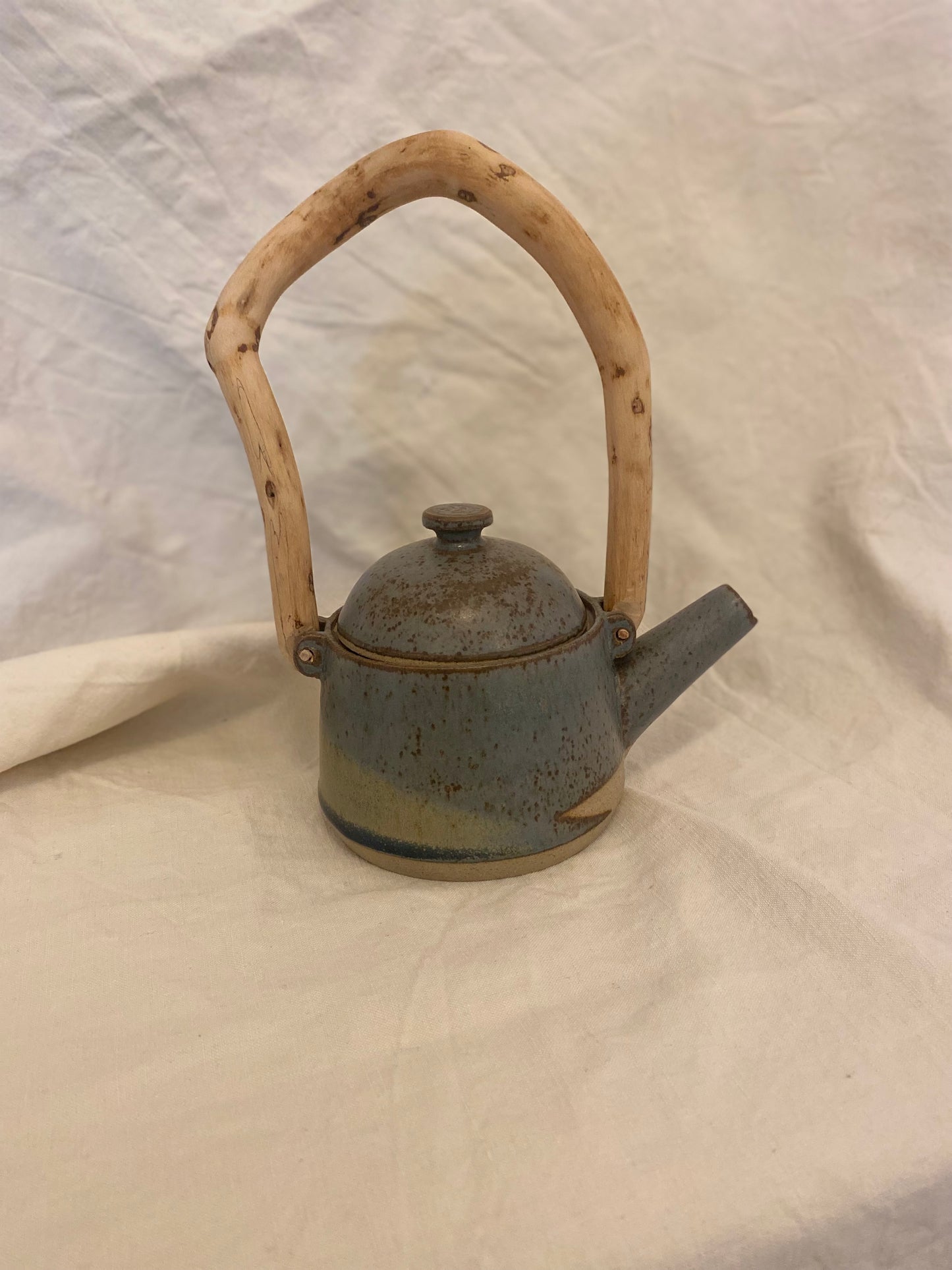 Emily Conroy - Blue Teapot with Wooden Handle