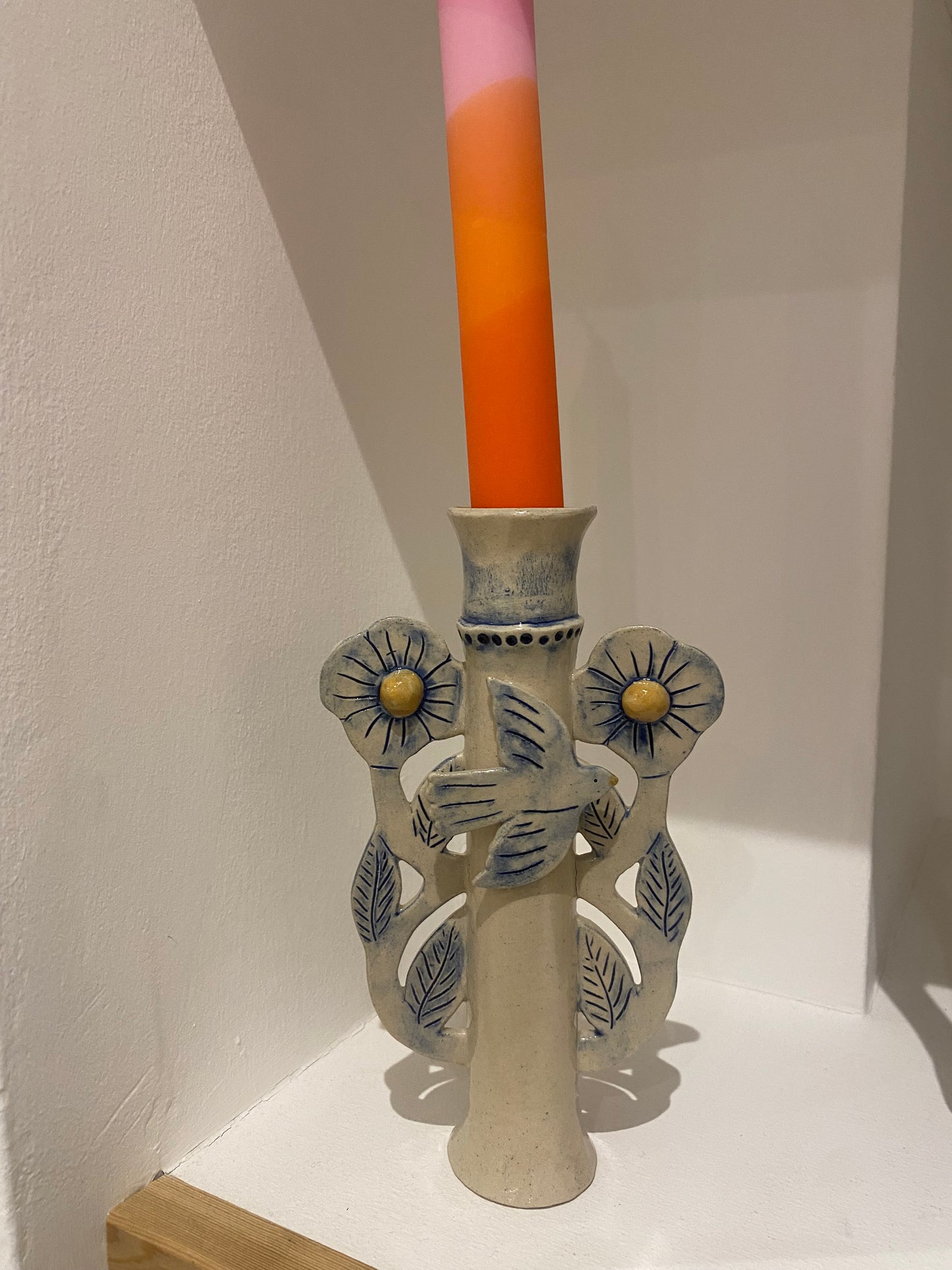 Louise Hick Ceramics - Single Stem Bird Candle Holder