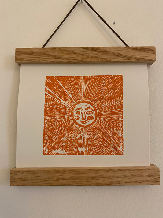 Wild North Handprinted Woodcut 'Sun Spirit'
