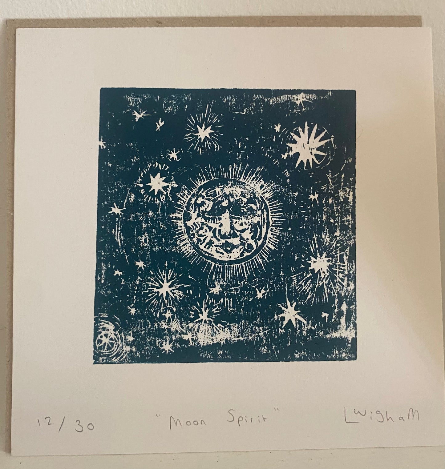 Wild North handprinted woodcut 'Moon Spirit'