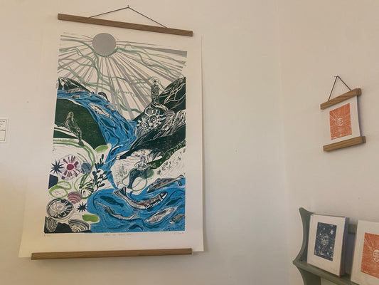 Wild North X Large Linocut Print ‘Where the Selkies Swim’