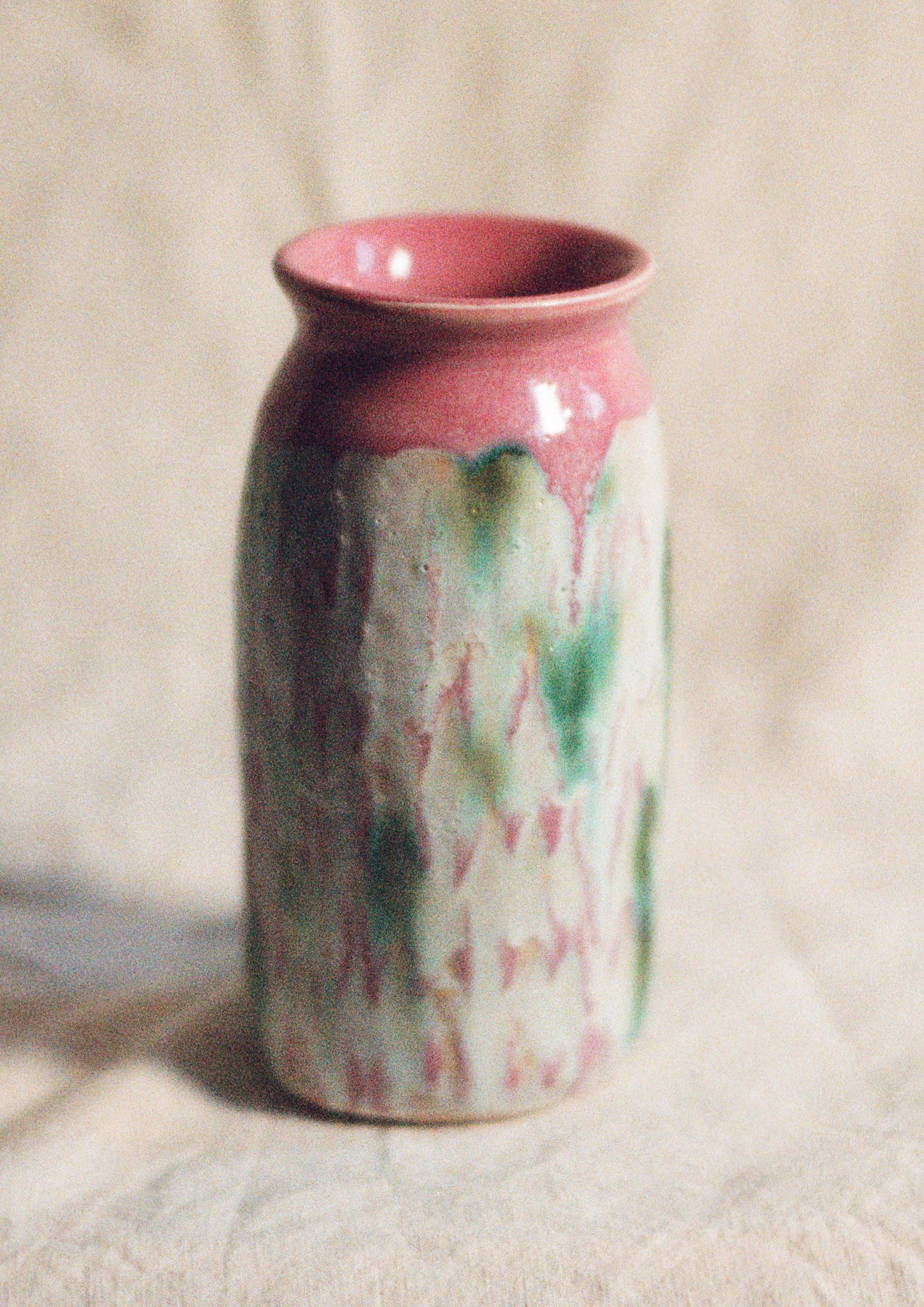 Ceramics by Kat - Large Pink & Copper Lattice Vase