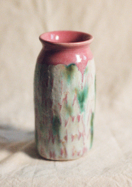 Ceramics by Kat - Large Pink & Copper Lattice Vase