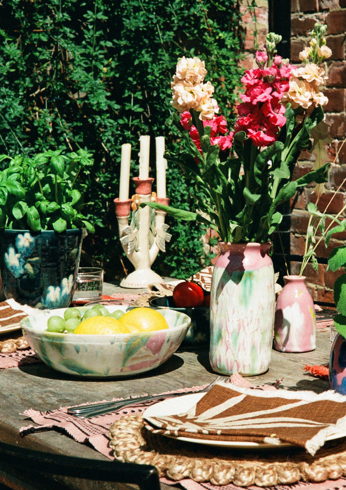 Ceramics by Kat - Large Pink & Copper Lattice Vase