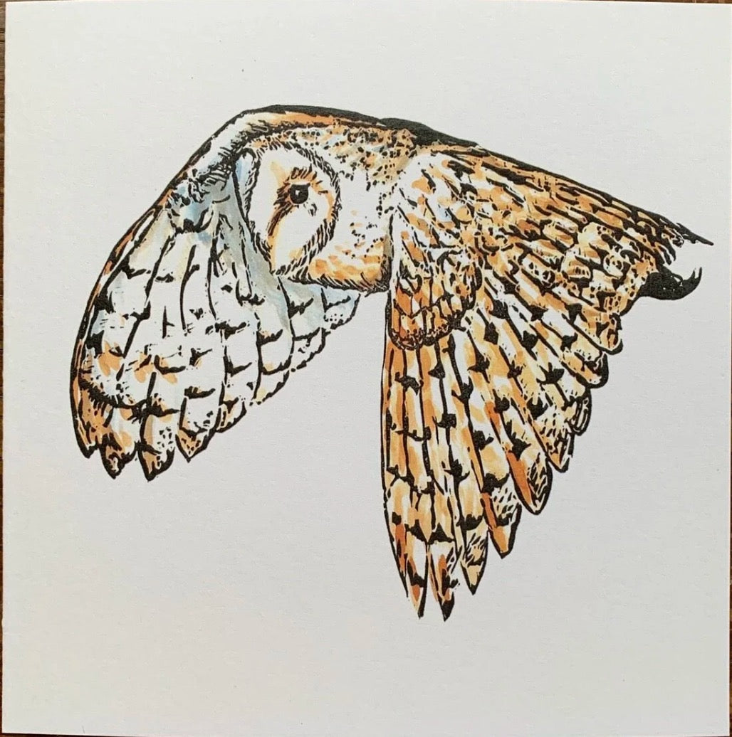 Sarah Cemmick - Lino Cut Art Card - Lady Luna (Owl)
