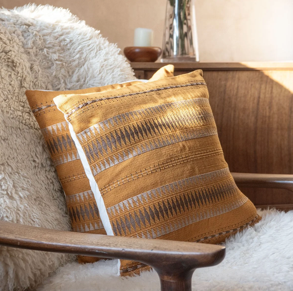 Senyu - Handwoven Cushion Cover - Mustard