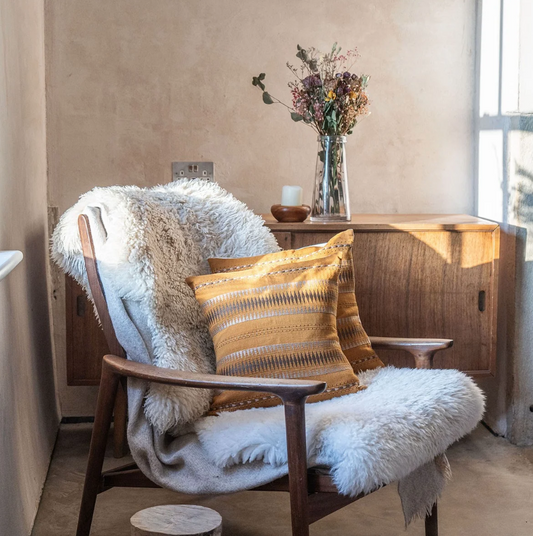 Senyu - Handwoven Cushion Cover - Mustard