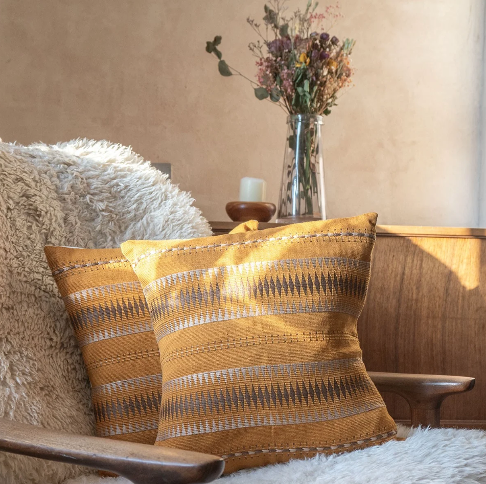 Senyu - Handwoven Cushion Cover - Mustard