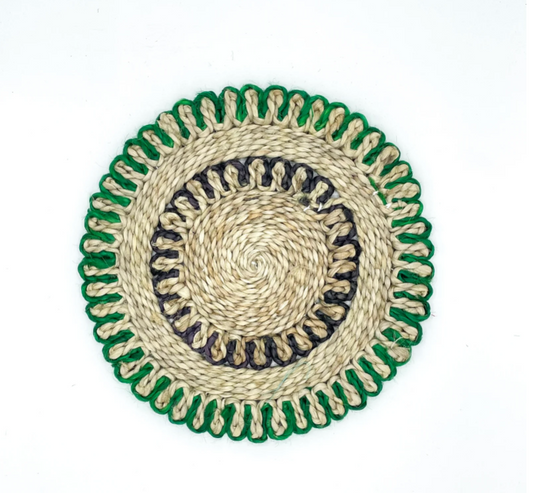 Senyu - Handwoven Jute Placemat in Beige & Olive