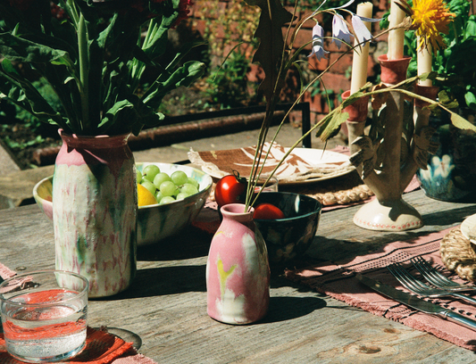 Ceramics by Kat - Small Decorated Bud Vase