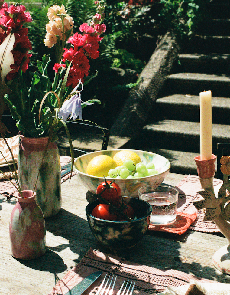 Ceramics by Kat - Storm Honey Flowers Porridge Bowl