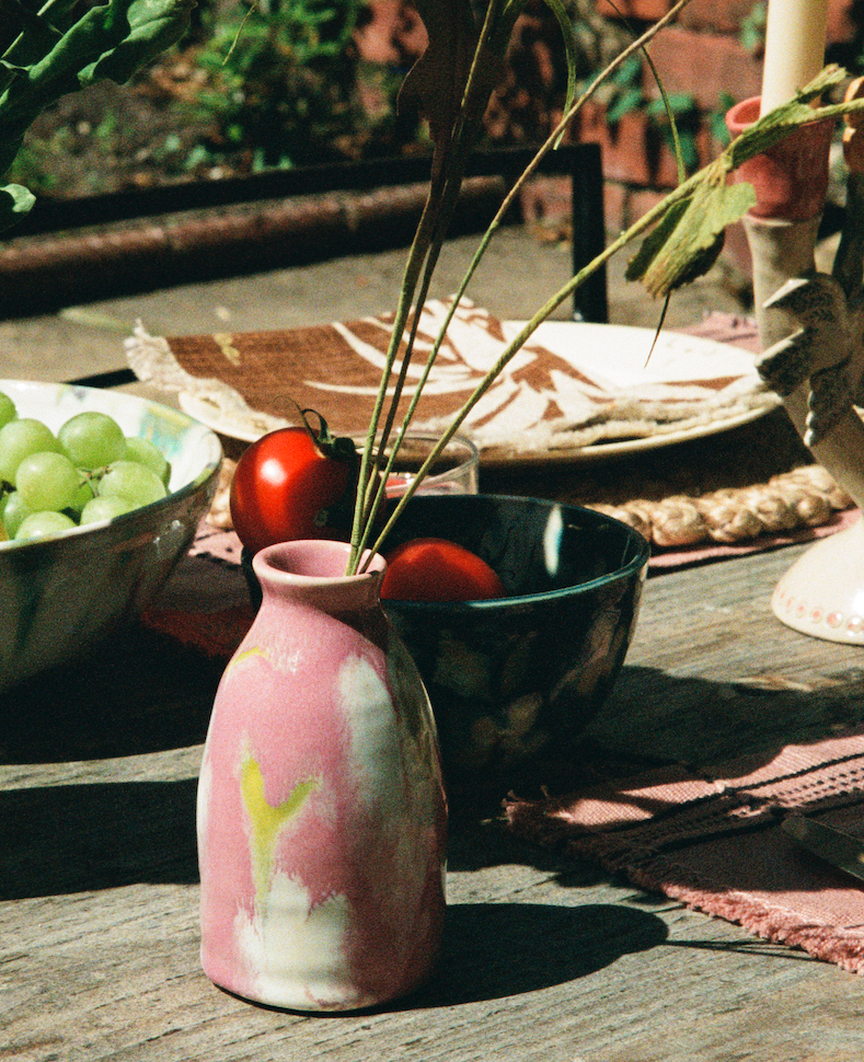 Ceramics by Kat - Storm Honey Flowers Porridge Bowl
