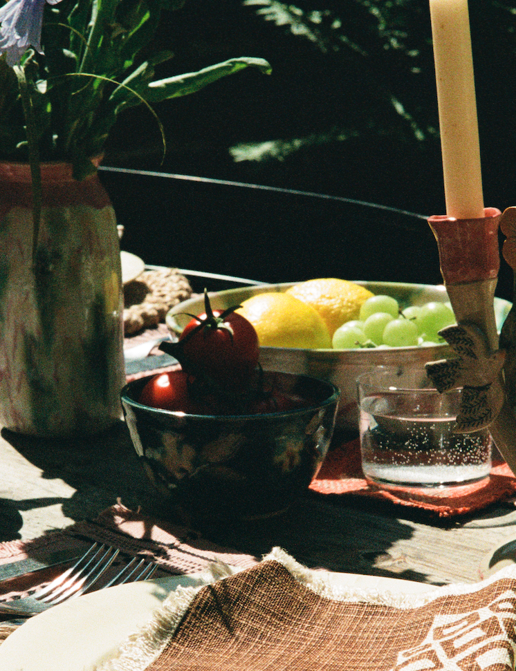 Ceramics by Kat - Storm Honey Flowers Porridge Bowl