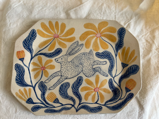 Louise Hick - Stoneware Octagon hand painted plate