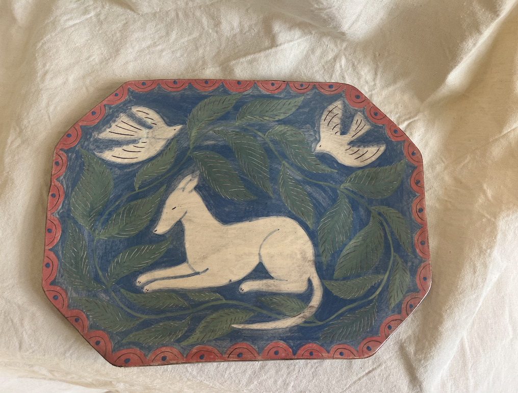 Louise Hick - Stoneware Octagon hand painted plate