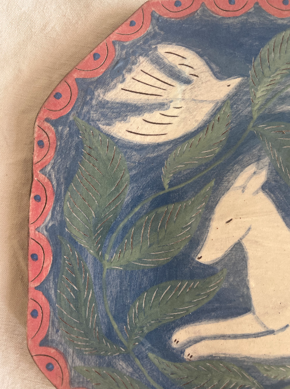 Louise Hick - Stoneware Octagon hand painted plate