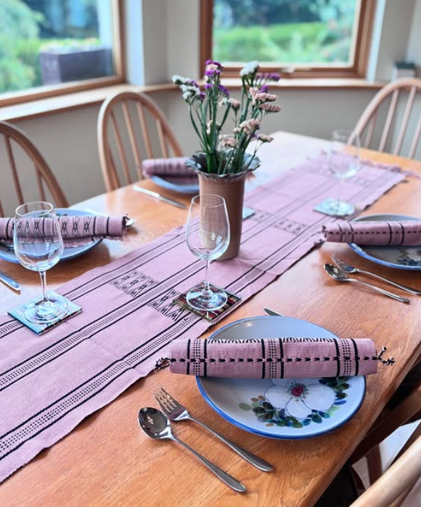 Senyu - Handwoven Table Runner - Dusty Rose