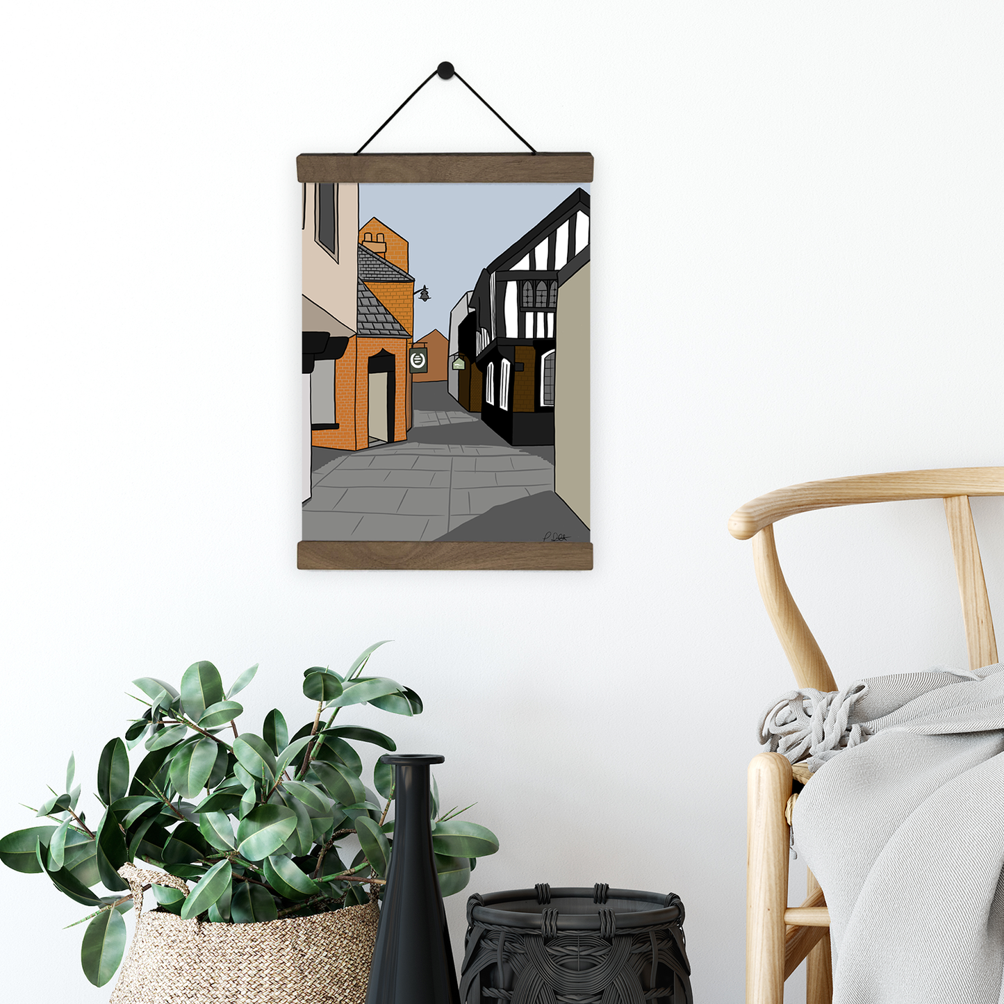 A4 Straight Black Walnut Print Hanger